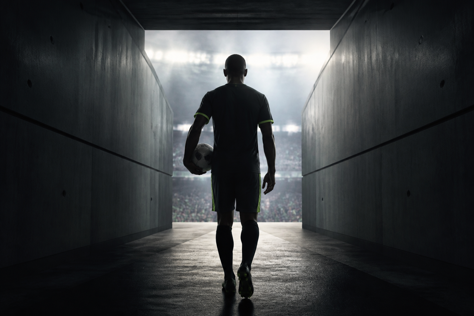Athlete entering a stadium tunnel
